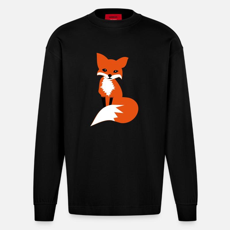 fox - Heavyweight Oversized Organic Langarmshirt Made in EU - SOLID BLACK