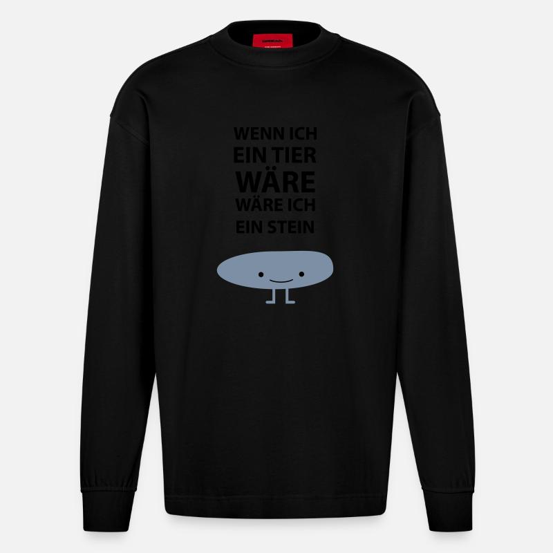 Sei ein Stein! - Heavyweight Oversized Organic Langarmshirt Made in EU - SOLID BLACK