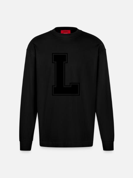l_symbol - Heavyweight Oversized Organic Langarmshirt Made in EU - SOLID BLACK