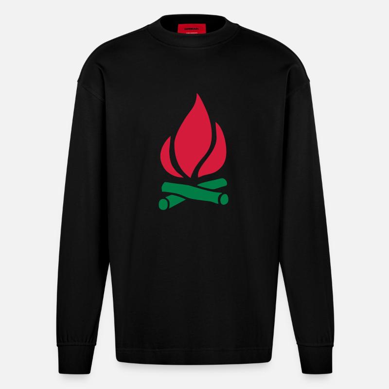 Feu de camp - Manches longues bio épais oversize fabriqué en UE - SOLID BLACK