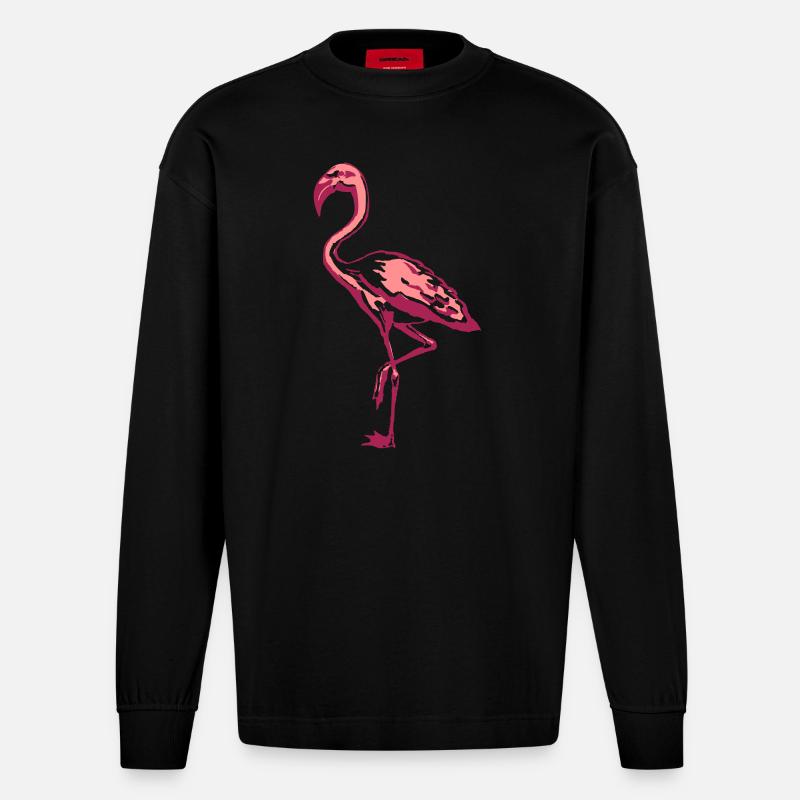 flamingo - Heavyweight Oversized Organic Langarmshirt Made in EU - SOLID BLACK