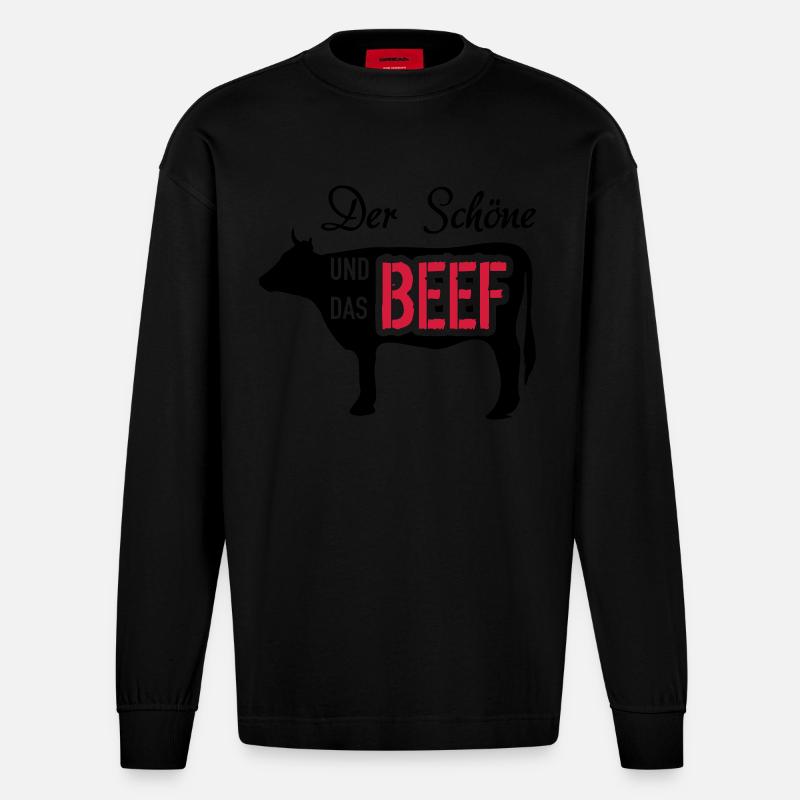 Der Schöne und das Beef - Heavyweight Oversized Organic Langarmshirt Made in EU - SOLID BLACK