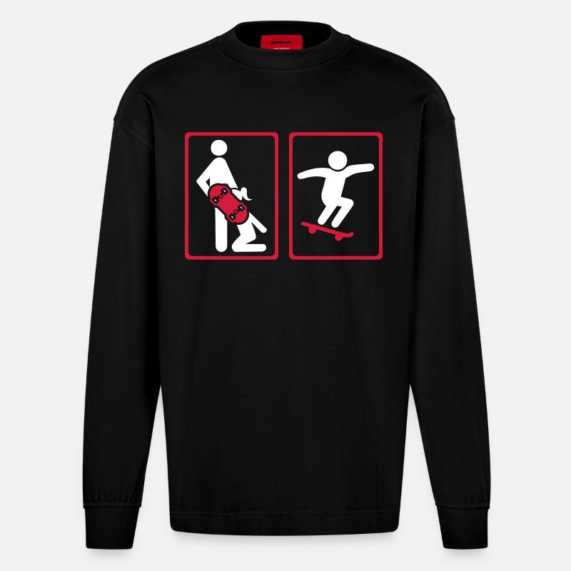 Skateboard - Heavyweight Oversized Organic Langarmshirt Made in EU - SOLID BLACK