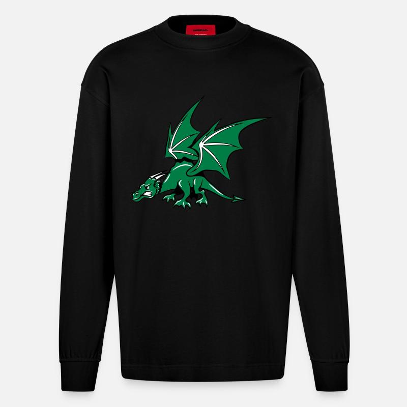 Dragon ailes de fée - Manches longues bio épais oversize fabriqué en UE - SOLID BLACK