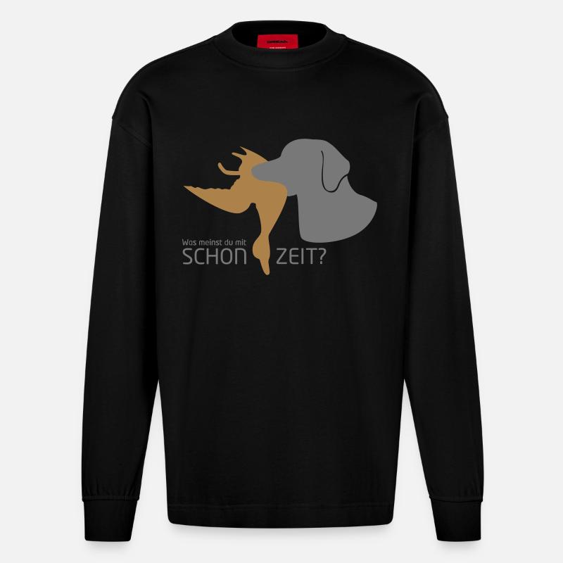 Schonzeit? - Heavyweight Oversized Organic Langarmshirt Made in EU - SOLID BLACK