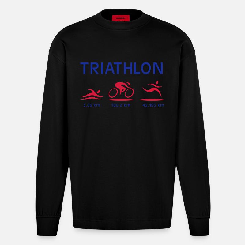 Triathlon - Heavyweight Oversized Organic Langarmshirt Made in EU - SOLID BLACK