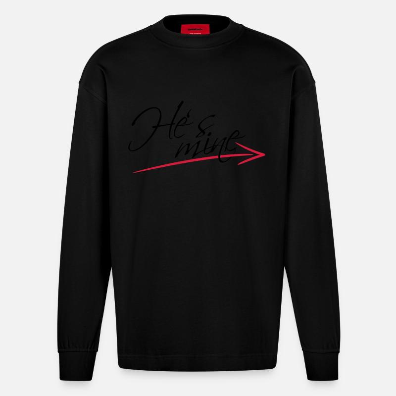 Hes mine Arrow Design - Manches longues bio épais oversize fabriqué en UE - SOLID BLACK