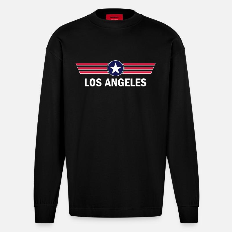 Los Angeles - Heavyweight Oversized Organic Langarmshirt Made in EU - SOLID BLACK