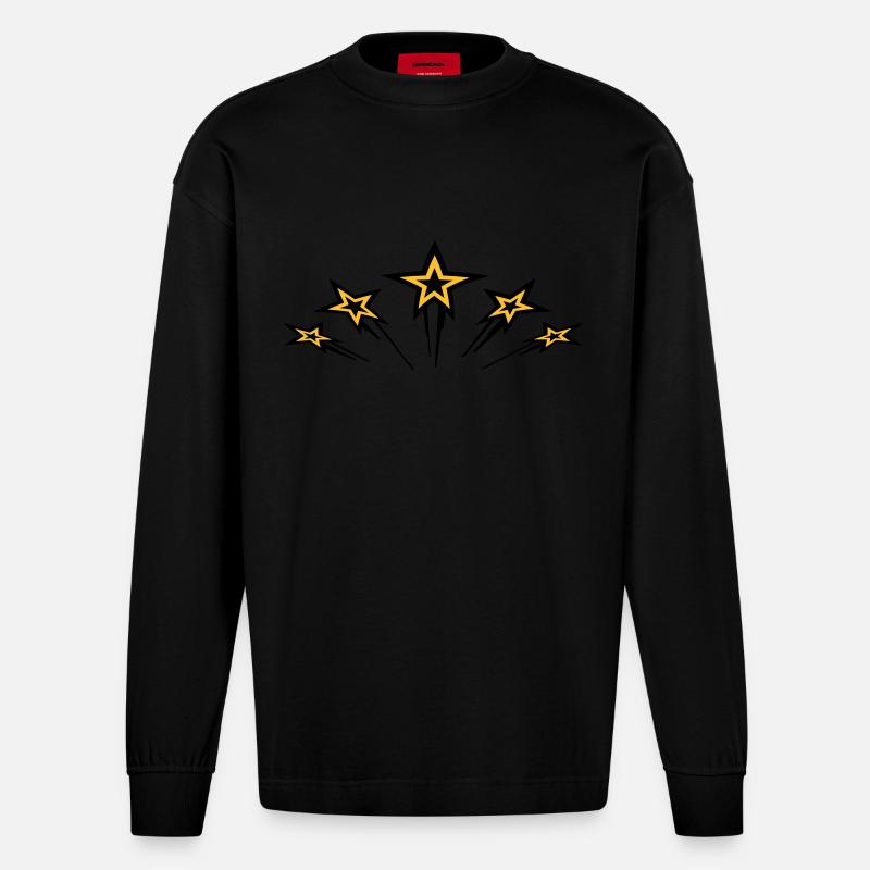 flying_stars - Heavyweight Oversized Organic Langarmshirt Made in EU - SOLID BLACK