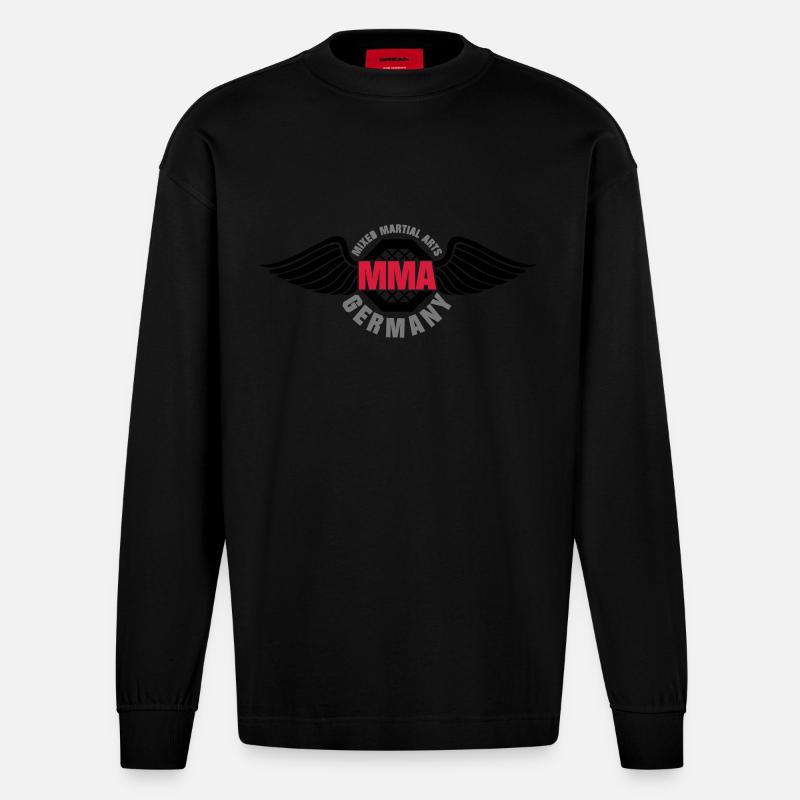 mma Germany - Heavyweight Oversized Organic Langarmshirt Made in EU - SOLID BLACK