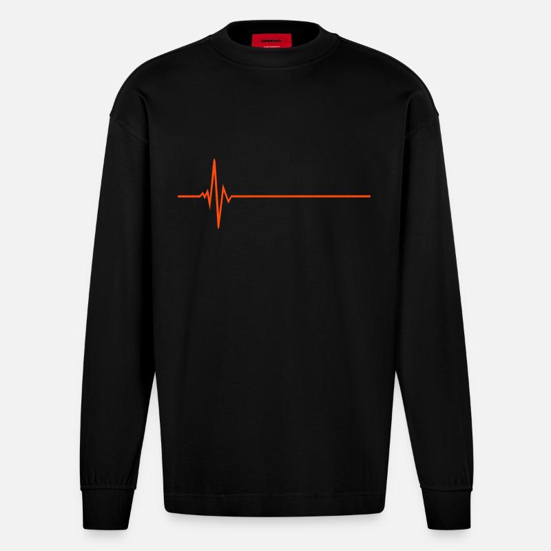 Puls - Frequenz - Heavyweight Oversized Organic Langarmshirt Made in EU - SOLID BLACK