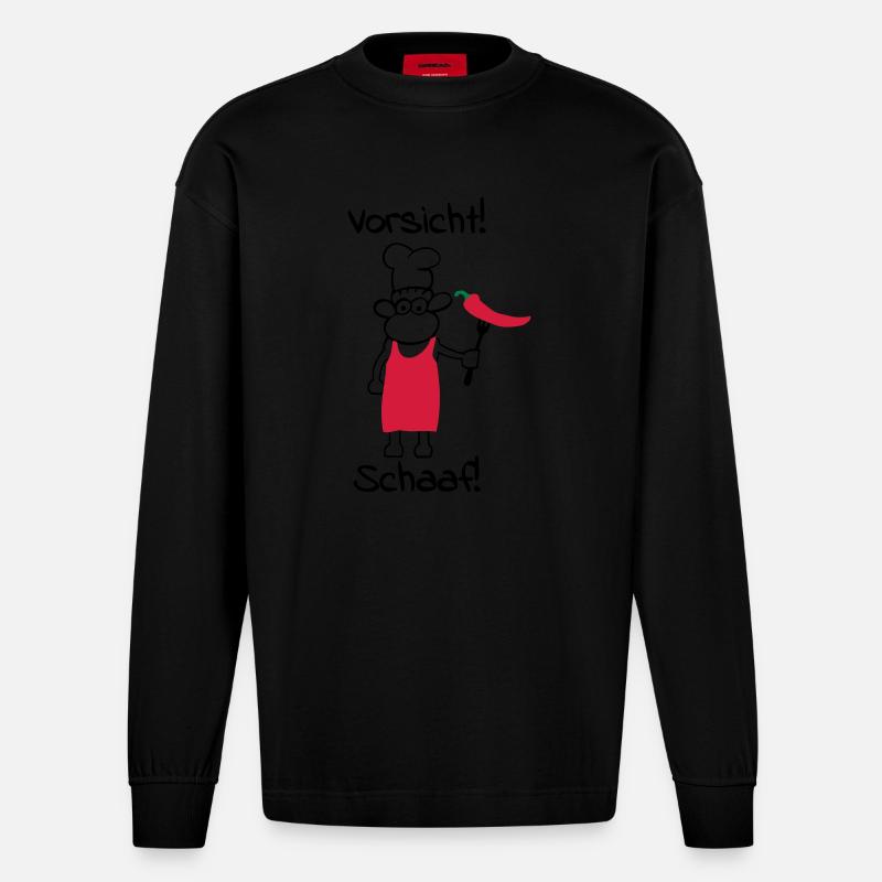 Vorsicht schaaf! - Heavyweight Oversized Organic Langarmshirt Made in EU - SOLID BLACK
