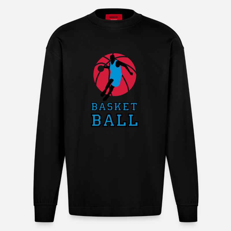 basketball_072011_p_3c - Heavyweight Oversized Organic Langarmshirt Made in EU - SOLID BLACK
