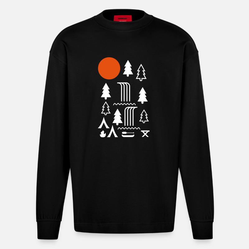 Camping - Manches longues bio épais oversize fabriqué en UE - SOLID BLACK
