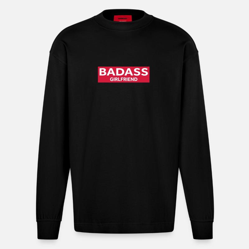 BADASS GIRLFRIEND - Heavyweight Oversized Organic Langarmshirt Made in EU - SOLID BLACK