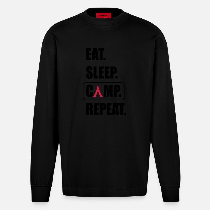 Camping - Heavyweight Oversized Organic Langarmshirt Made in EU - SOLID BLACK