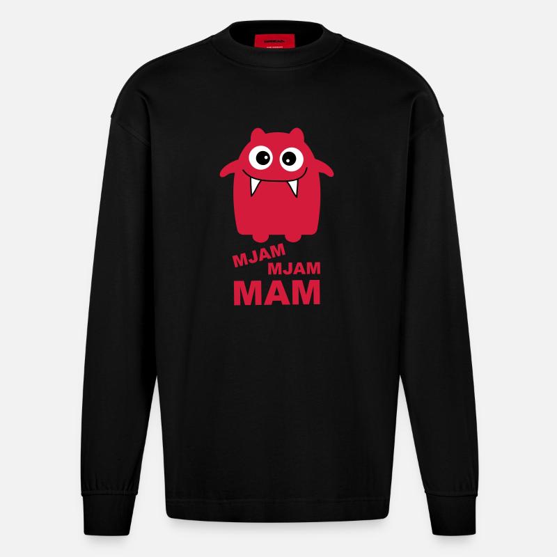 Mjam, Mjam, Mam - Manches longues bio épais oversize fabriqué en UE - SOLID BLACK