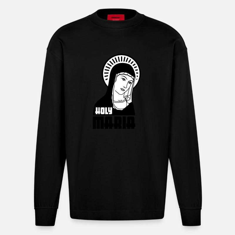 Holy Maria - Heavyweight Oversized Organic Langarmshirt Made in EU - SOLID BLACK
