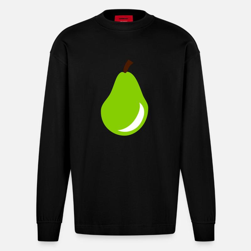 Birne - Obst - Heavyweight Oversized Organic Langarmshirt Made in EU - SOLID BLACK