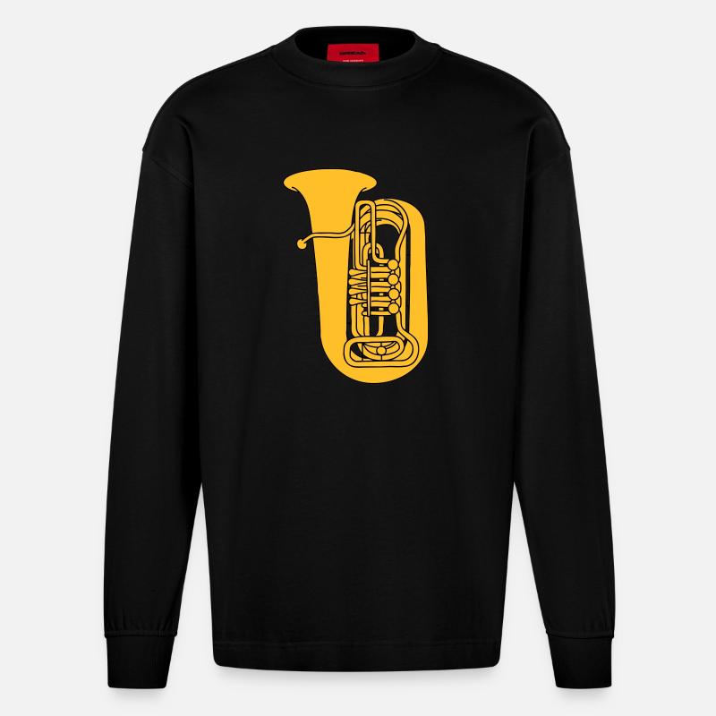 Tuba Blechblas 2 - Heavyweight Oversized Organic Langarmshirt Made in EU - SOLID BLACK