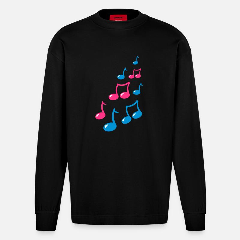 notes de musique mignon - Manches longues bio épais oversize fabriqué en UE - SOLID BLACK