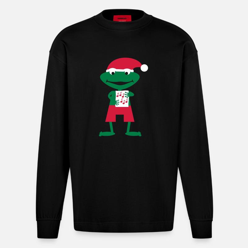 Weihnachtsfrosch - Heavyweight Oversized Organic Langarmshirt Made in EU - SOLID BLACK