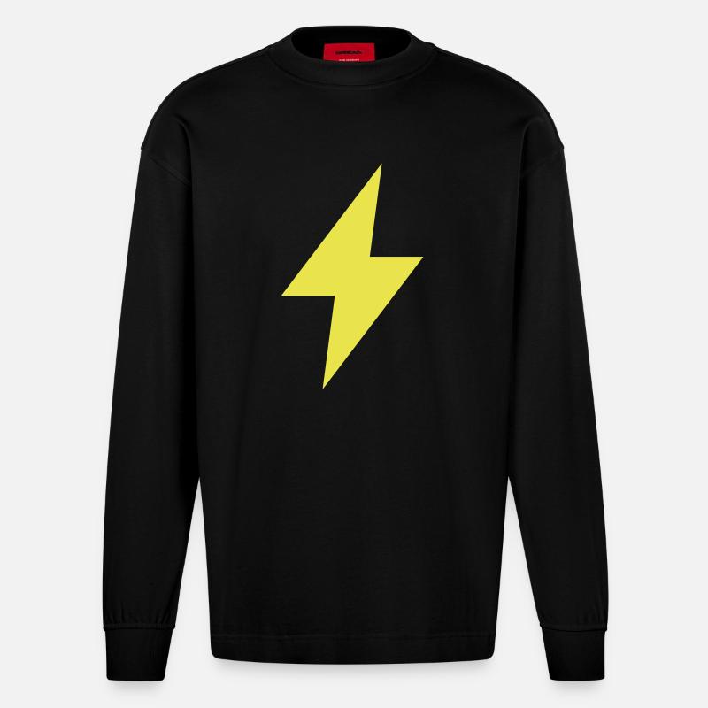 Blitz Symbol - Thunder - Flash - Heavyweight Oversized Organic Langarmshirt Made in EU - SOLID BLACK