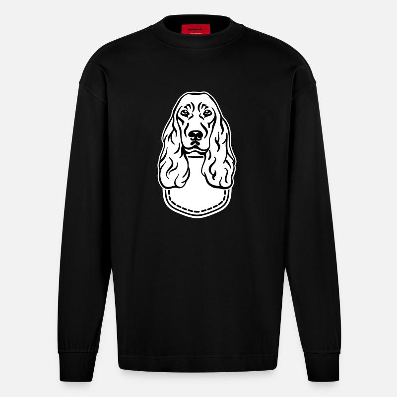 Cocker Spaniel - Manches longues bio épais oversize fabriqué en UE - SOLID BLACK