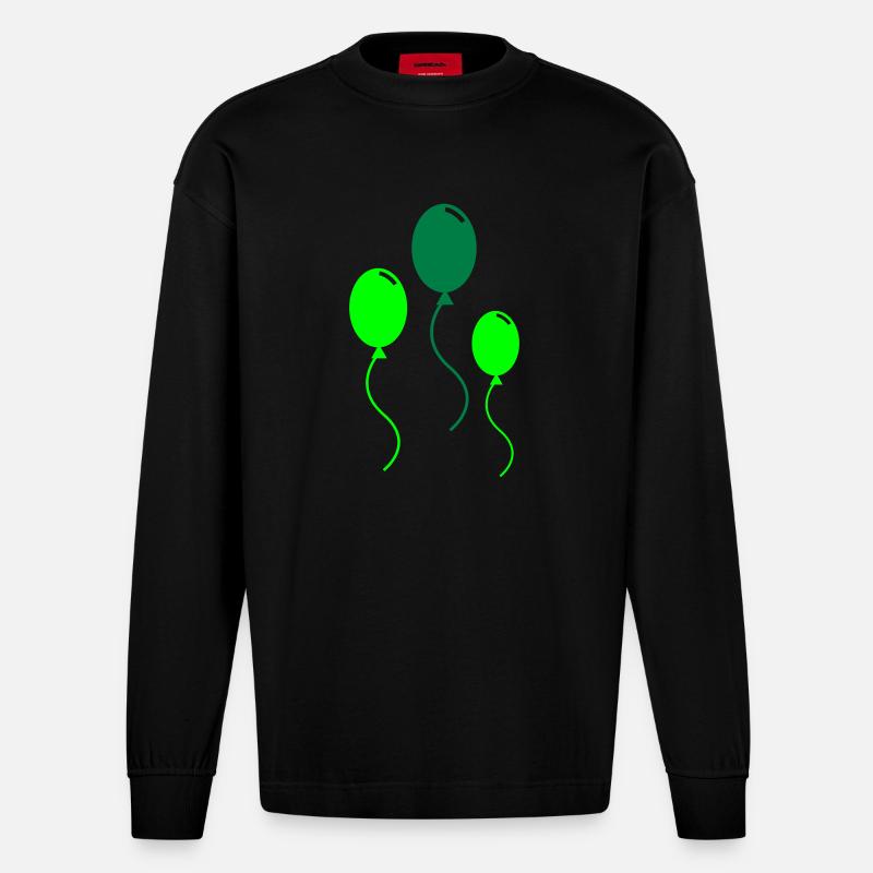BALLOONS - Heavyweight Oversized Organic Longsleeve Shirt Made in EU - SOLID BLACK
