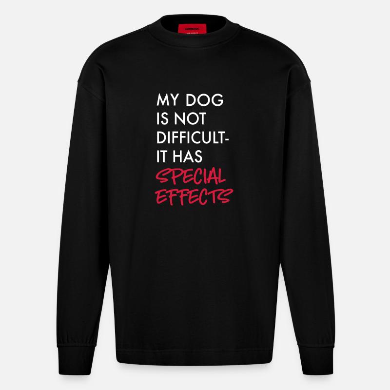 Chien - Manches longues bio épais oversize fabriqué en UE - SOLID BLACK