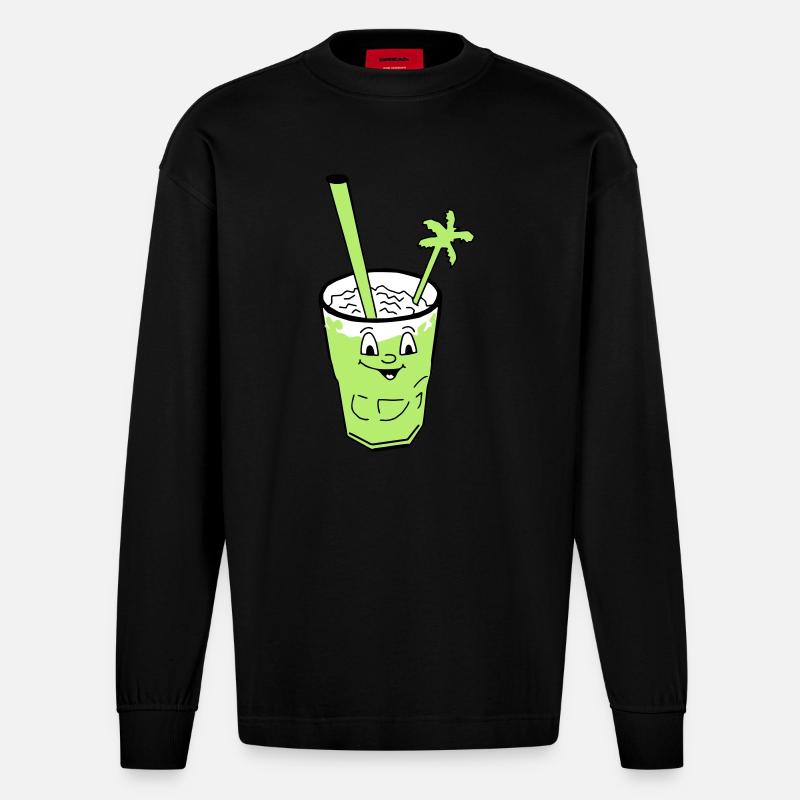 Freshmaker Cocktail Drink - Heavyweight Oversized Organic Langarmshirt Made in EU - SOLID BLACK