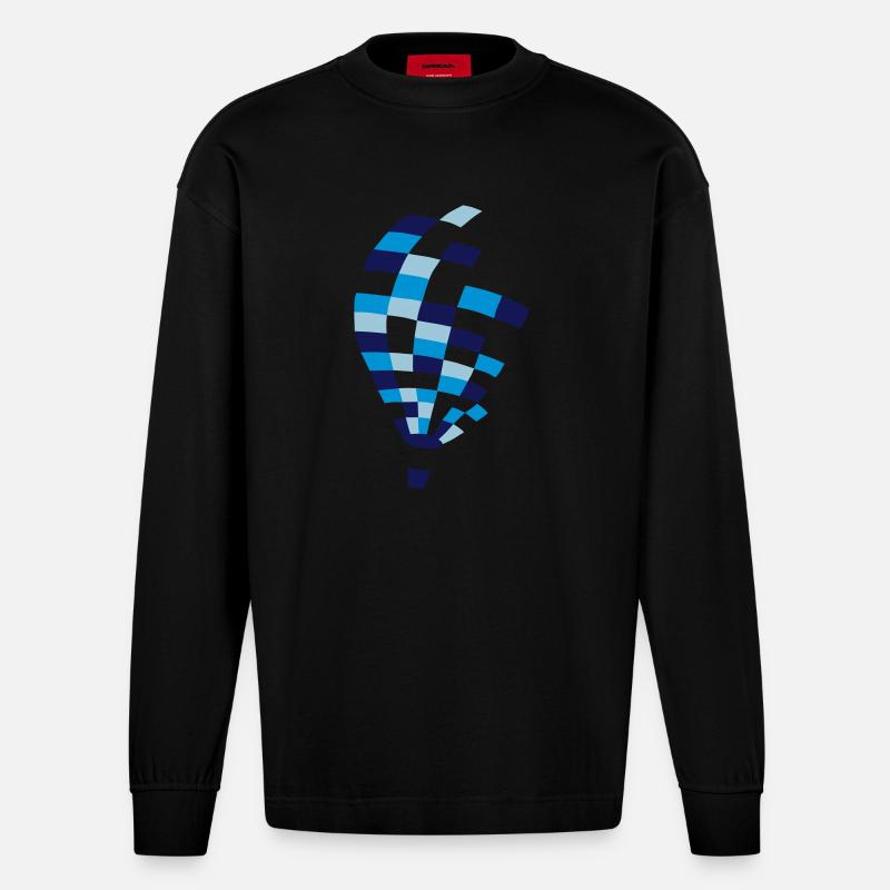 bunter heißluftballon - Heavyweight Oversized Organic Langarmshirt Made in EU - SOLID BLACK