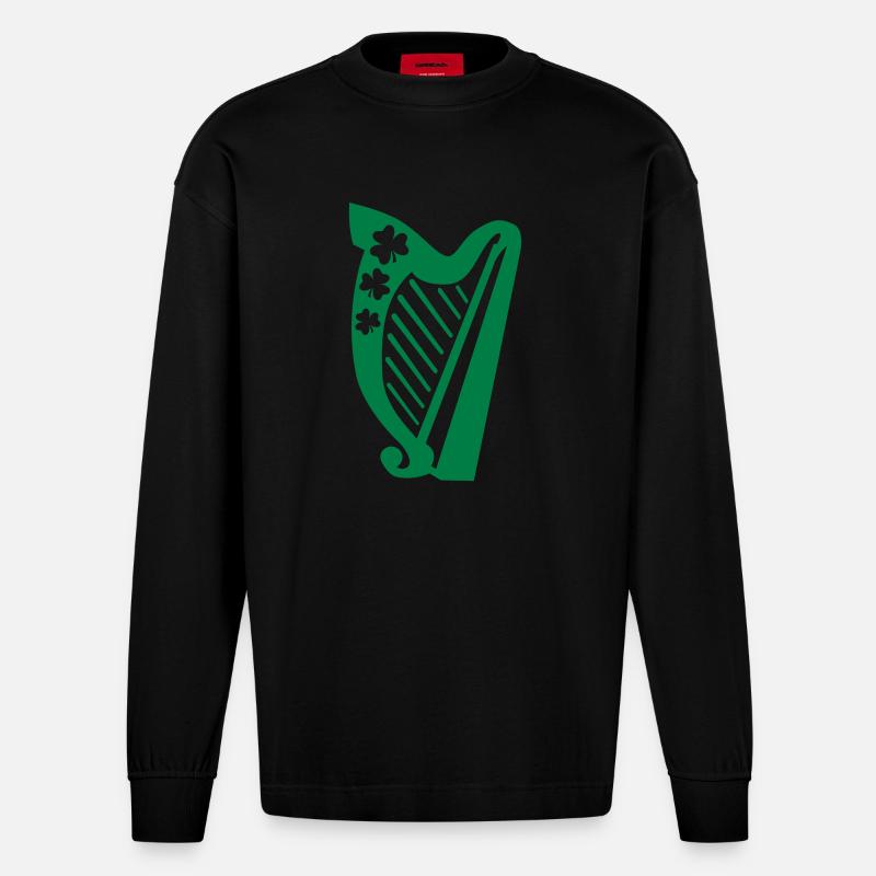 Irish harp - Manches longues bio épais oversize fabriqué en UE - SOLID BLACK