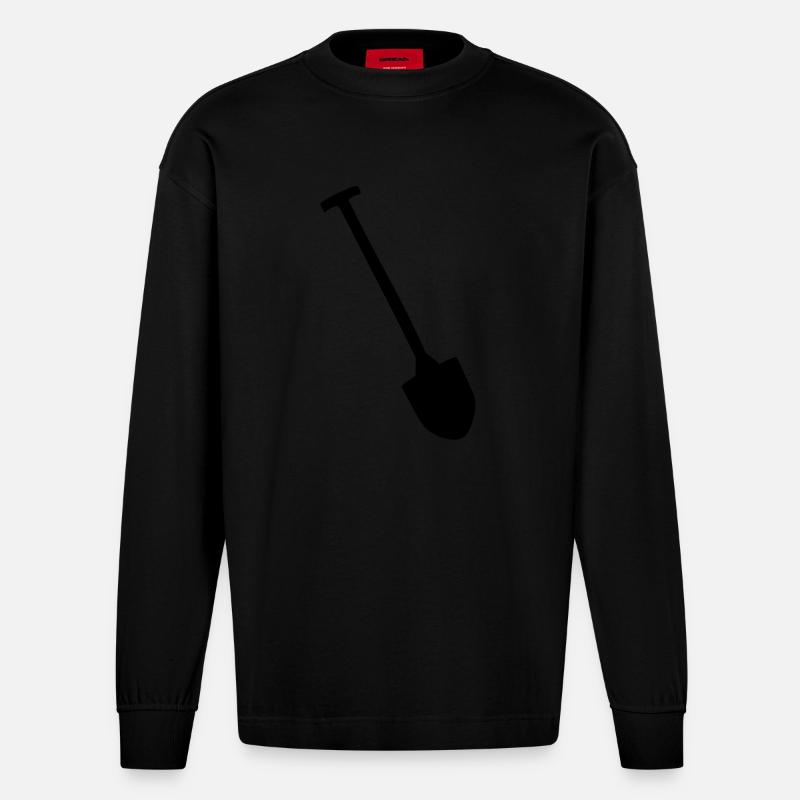 Shovel - Heavyweight Oversized Organic Longsleeve Shirt Made in EU - SOLID BLACK