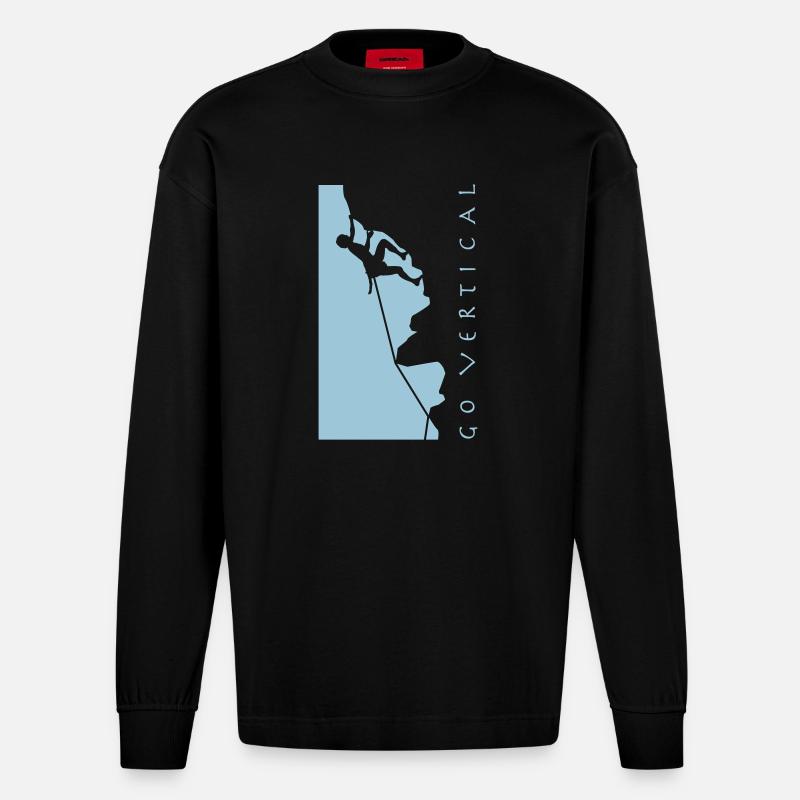 freeclimber_012015_a_2c - Heavyweight Oversized Organic Langarmshirt Made in EU - SOLID BLACK