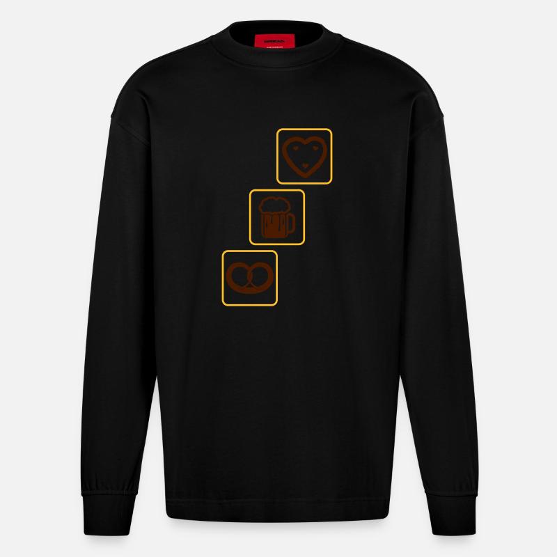 cool_design_drinking_team_brezeln_bier_k - Heavyweight Oversized Organic Langarmshirt Made in EU - SOLID BLACK