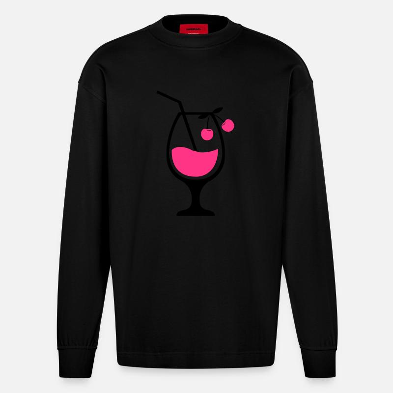 cocktail 01 - Heavyweight Oversized Organic Langarmshirt Made in EU - SOLID BLACK
