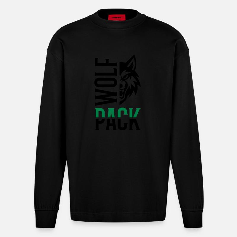 Wolf Pack Rudel - Heavyweight Oversized Organic Langarmshirt Made in EU - SOLID BLACK