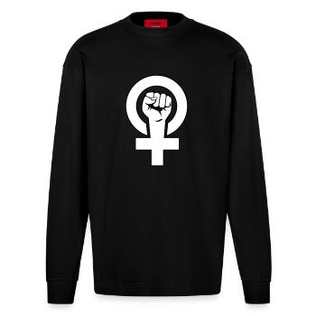 Féministe - féministe - Manches longues bio épais oversize fabriqué en UE - SOLID BLACK - Devant