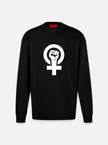 Feminist - feminist - Heavyweight Oversized Organic Longsleeve Shirt Made in EU - SOLID BLACK