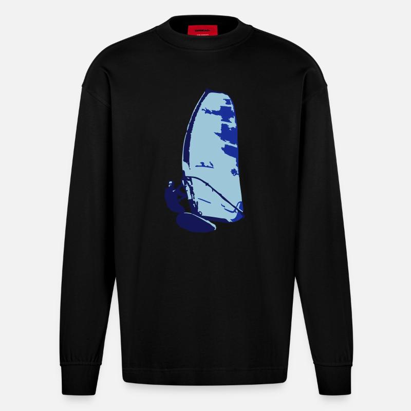 Surfer - Heavyweight Oversized Organic Langarmshirt Made in EU - SOLID BLACK