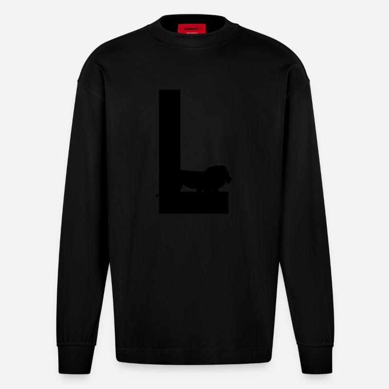 L lion - Manches longues bio épais oversize fabriqué en UE - SOLID BLACK