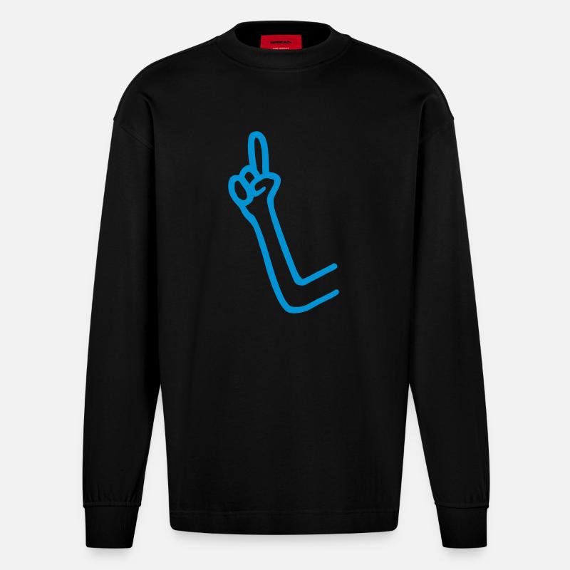 Brainy Explain Hand - Manches longues bio épais oversize fabriqué en UE - SOLID BLACK
