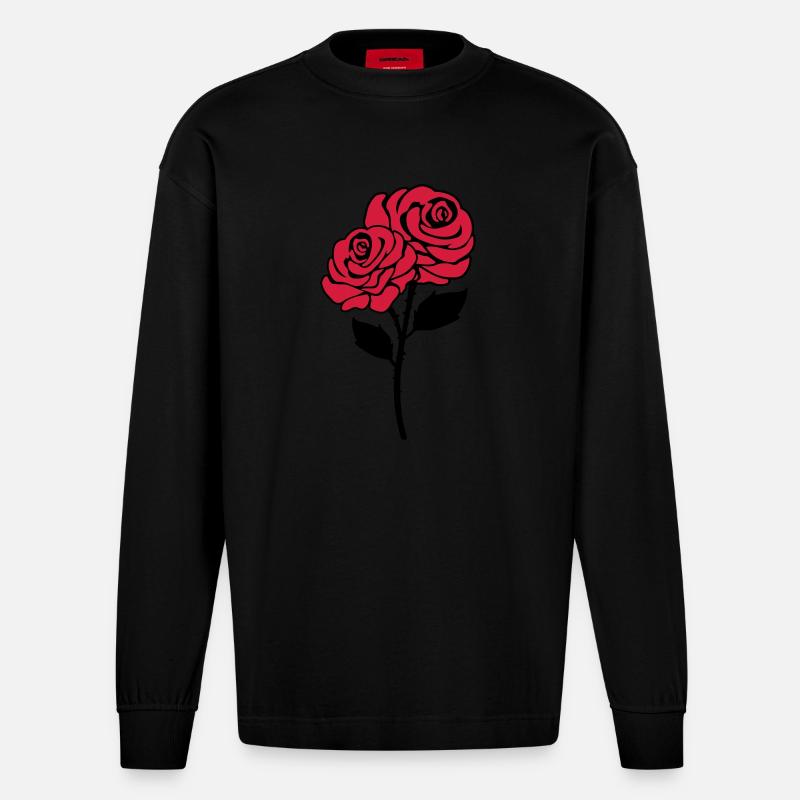 roses dorn - Heavyweight Oversized Organic Langarmshirt Made in EU - SOLID BLACK