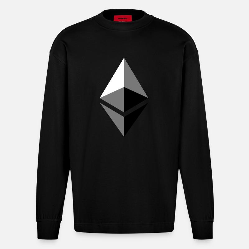 etherium ether ETH - Heavyweight Oversized Organic Longsleeve Shirt Made in EU - SOLID BLACK