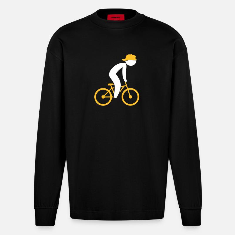 Ein Radfahrer - Heavyweight Oversized Organic Langarmshirt Made in EU - SOLID BLACK