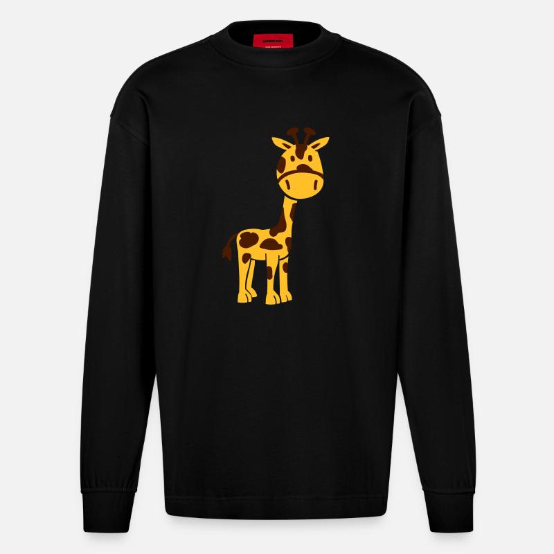 Giraffe - Heavyweight Oversized Organic Langarmshirt Made in EU - SOLID BLACK