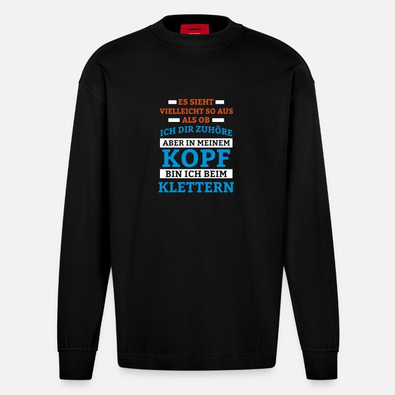 Klettern Sportart - Heavyweight Oversized Organic Langarmshirt Made in EU - SOLID BLACK