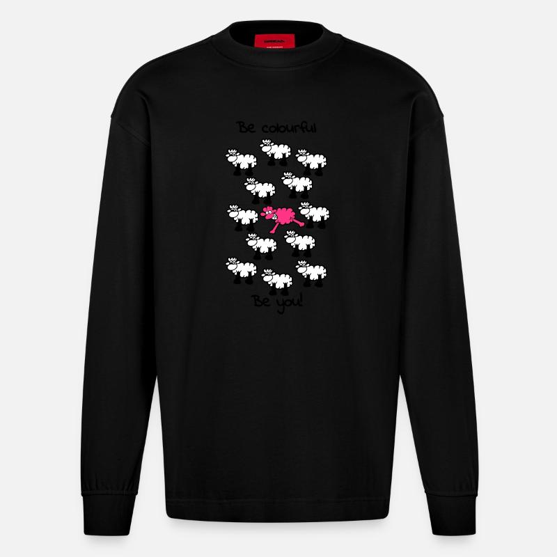 be different - be colourful - Heavyweight Oversized Organic Langarmshirt Made in EU - SOLID BLACK