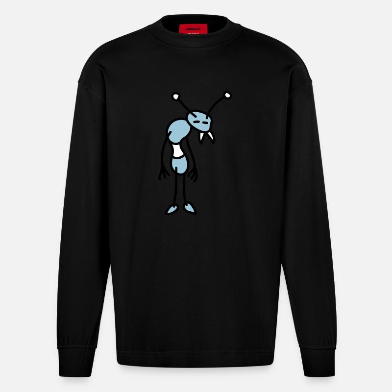 sad_bug_3c - Heavyweight Oversized Organic Langarmshirt Made in EU - SOLID BLACK